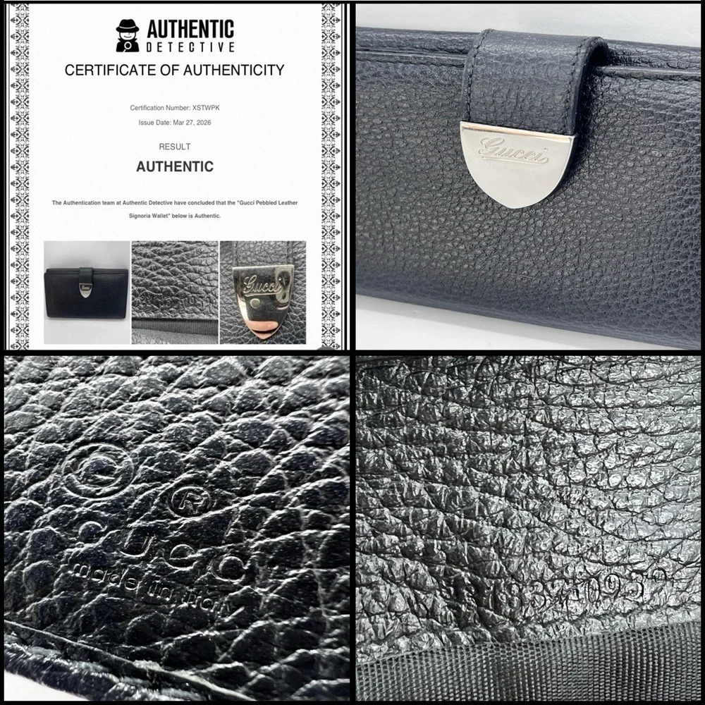 Gucci Pebbled Leather Signoria Wallet Black MSRP $650 Authentic COA - Picture 3 of 16